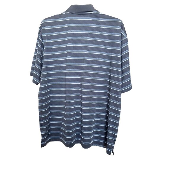 Kirkland Signature XXL Performance Polo Golf Shirt Navy & Light‎ Blue Stripes - Picture 2 of 3